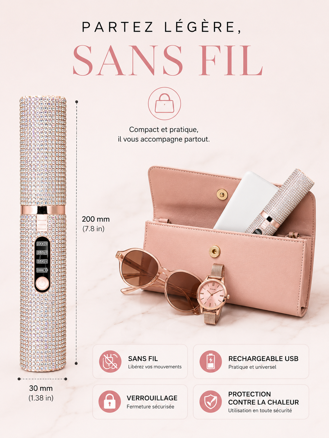 SlayLiss| Mini Lisseur Cheveux Portable